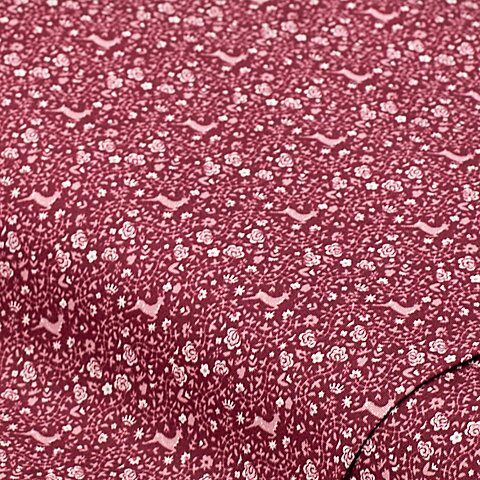 Baumwoll-Trachtenstoff "Hirsch & Blumen", rot