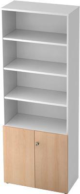 Regalschrank TOPAS LINE, 4 OH Regal/2 OH Türen, weiß/Eiche