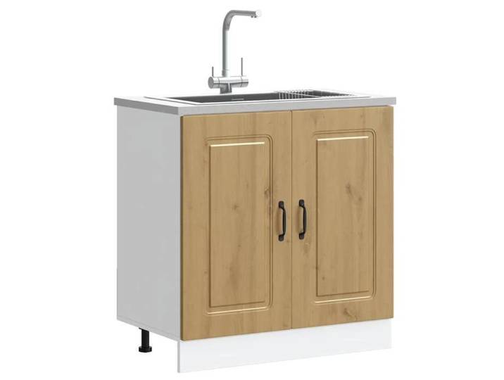 CHIC Armoire de placard pour cuisine - Meuble bas pour évier Kalmar chêne artisanal Bois ingénierie - Montage facile@SARA774604