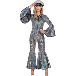 Metamorph Psychedelischer Disco Catsuit silber (44)
