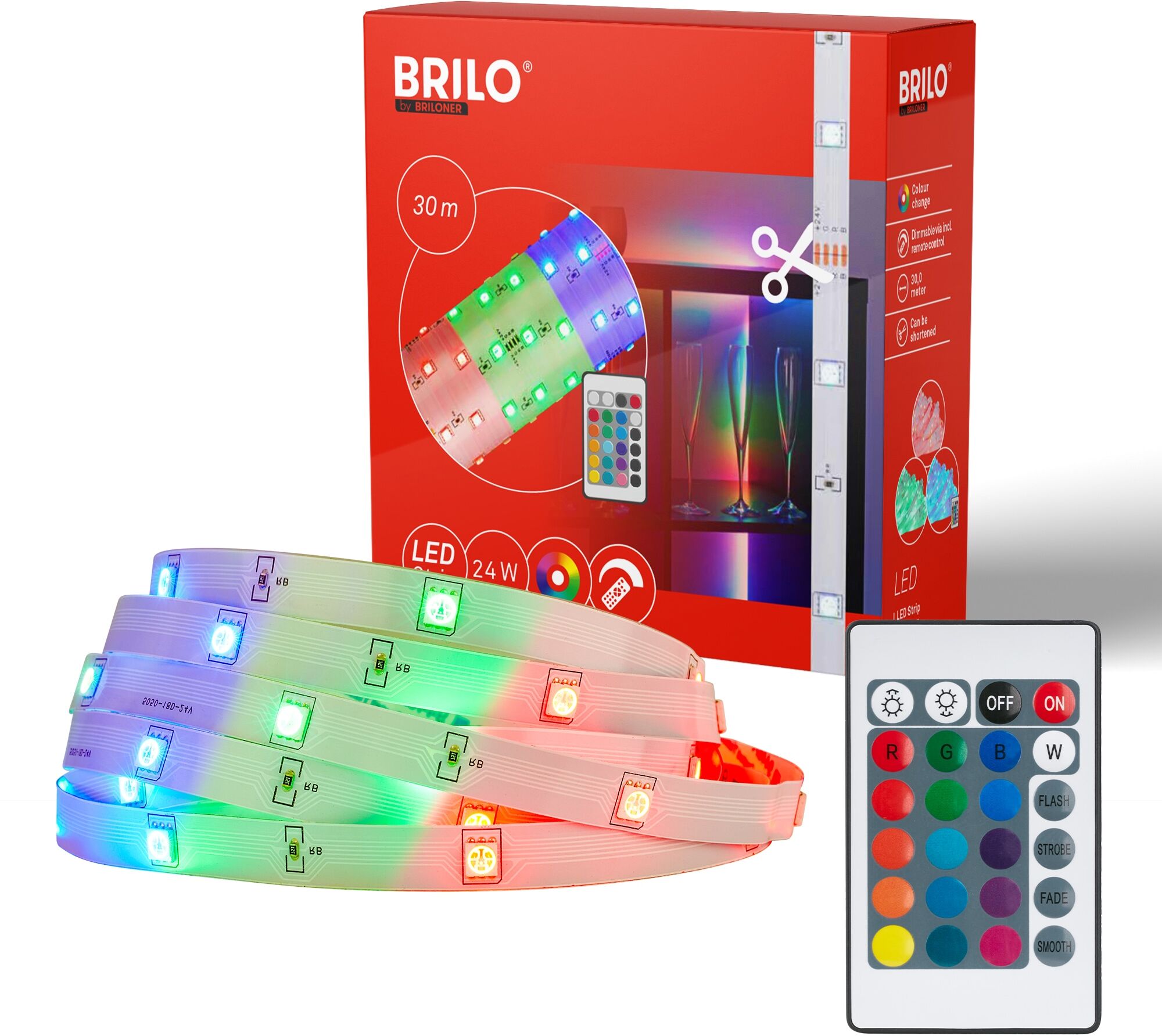 BRILONER LEUCHTEN LED-Streifen "LED-Stripes", bunt (weiß, neutral), Gesamtlänge 30m, Lichterketten, LED-Streifen