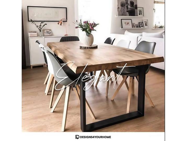 designs4yourhome Esstisch Paris aus Massivholz eleganter Tischplatte ideal für Esszimmer, robust (Nussbaumholz), Holzplatte bis 60mm