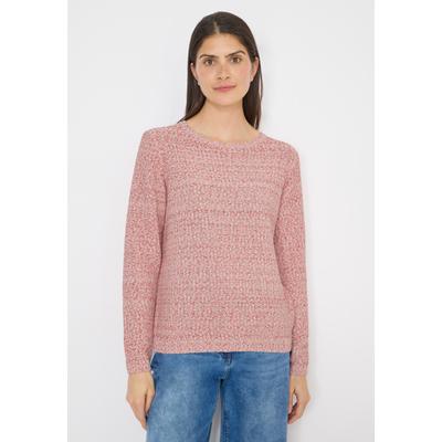 Strickpullover CECIL, Damen, Gr. S (38), vanilleweiß, Web, 70% Baumwolle, 30% Polyester, gemustert, comfort fit normal, U-Boot-Ausschnitt, Rippbündchen, Pullover Strickpullover, mit U-Boot-Ausschnitt