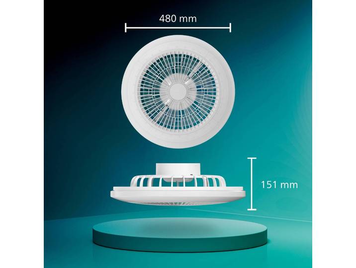Philips LED-Deckenventilator Amigo, weiß, 48 cm, CCT, RGB dimmbar, weiß / opal, für Wohn- / Esszimmer, Kunststoff, Modern