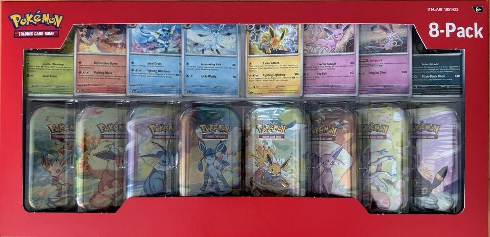 Pokémon Prismatic Evolutions Mini Tin Bundle - 8er Pack Sammeldosen mit Boosterpacks & Sammelkarten (Englische Ausgabe)