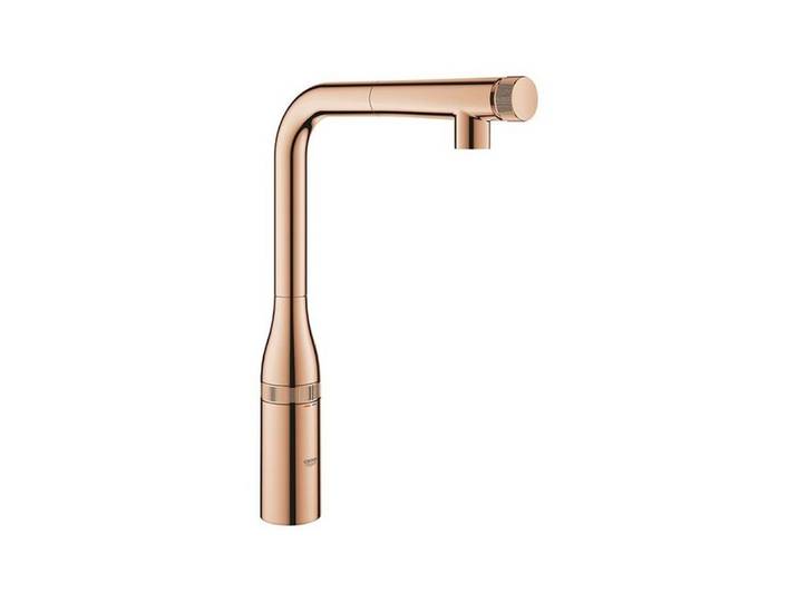 Grohe Küchenarmatur Essence Smart Control, L-Auslauf herausziehbarer Mousseur, Laminarstra