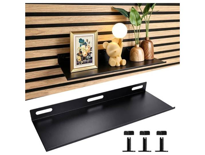 Étagère Murale En Métal Noir Pour Panneaux Acoustiques 40 X 15 Cm Sans Perçage Accessoires Panneaux Acoustiques Étagère Mural