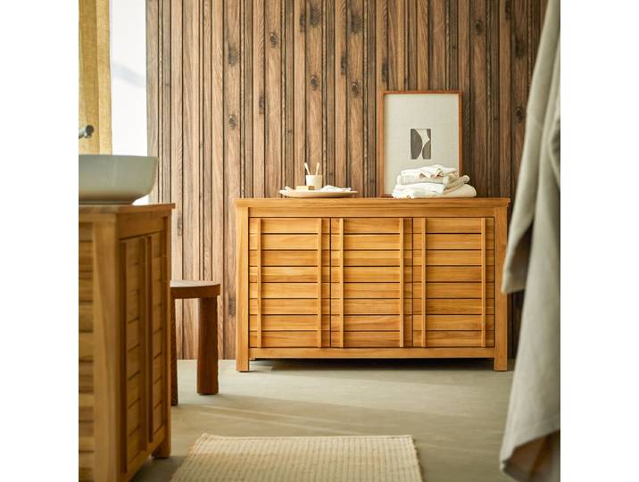 Aufbewahrungsmöbel aus massivem Teakholz, 125 cm - Natur - Teak