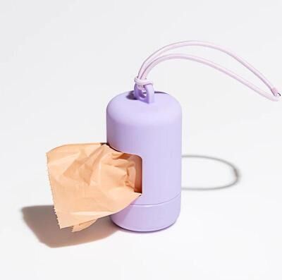 Inspired Deals Portable Dog Poop Bag Dispenser With Leash Clip & Waterproof Case For Easy Pet Waste Cleanup purple