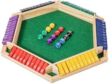 Uplift Picks Classic Shut The Box Wooden Dice Board Game For Family Fun green