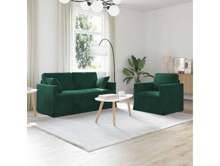 ZQQLVOO Modulares Sofa 2er Set Dunkelgrün Samt Metallrahmen, Schaumstoffpolster, Wohnzimmer, Schlafzimmer, Trocken abwischbar
