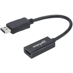 Manhattan Passiver DisplayPort auf HDMI-Kabeladapter, DisplayPort-Stecker auf HDMI-Buchse, 1080p@60Hz, schwarz
