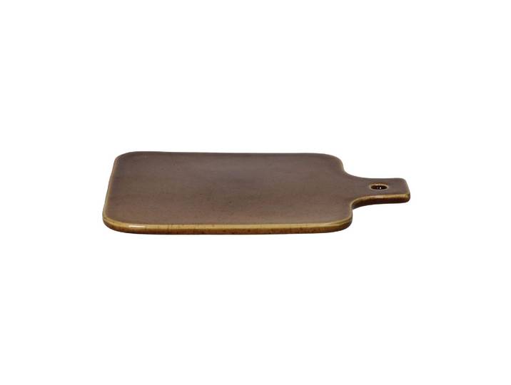 Assiette de présentation en grès marron, rectangulaire, uni - Pom