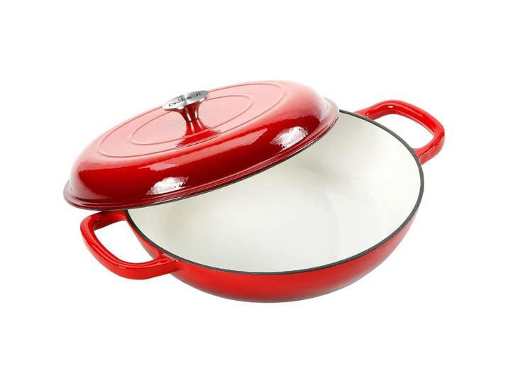 Pot à soupe pour four hollandais de 4,5 l, Casserole en fonte, poêle avec couvercle et double poignées, cuisson au four hollandais