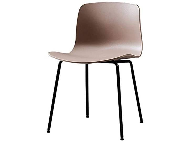 NZDY Esszimmerstühle Moderne Metallbeine Tischstuhl Kunststoffsitz Kaffeestuhl Rückenlehne Rezeption Stuhlbaugruppe,Braun