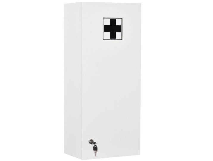 Kleankin Medizinschrank Arzneischrank mit Ablage abschließbarer Hängeschrank Weiß, Glas, 4 Fächer, 20x70x30 cm, Badezimmer, Badezimmerschränke, Medizinschrank