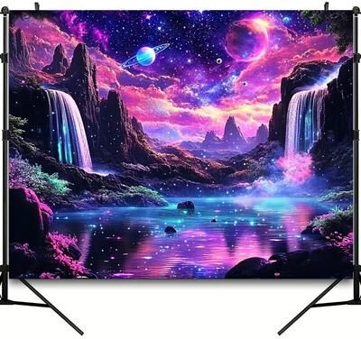 Uplift Picks Starry Sky Tapestry Fantasy Galaxy Waterfall Wall Decor Cosmic Room Accent 75x58 Cm