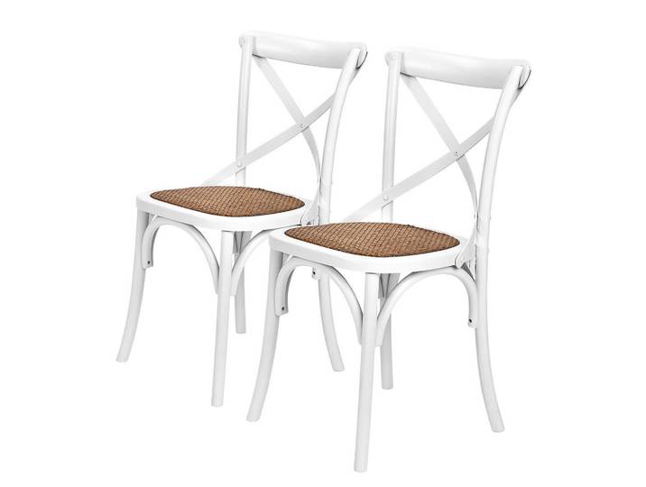 Butlers Stuhl (2er Set) Cross Country, Weiß, Naturmaterialen, 42x87x46 cm, Esszimmer, Stühle