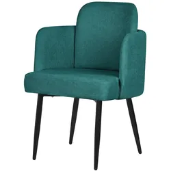 ML-Design Esszimmerstuhl Petrol, Stoff, Armlehnen & Rattan-Optik Rückenlehne, Metallbeine, ergonomischer Polsterstuhl Esszimmer Küche