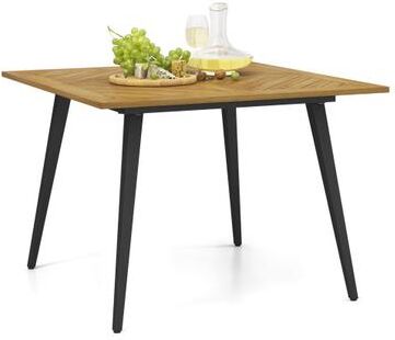 Costway 4-Person Acacia Wood Outdoor Dining Table for Garden, Poolside and Backyard