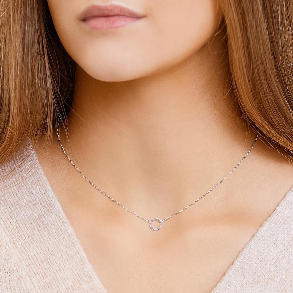 Brilladia Kette Kreis 750er Weißgold 22 Diamanten 0,07 ct. silber
