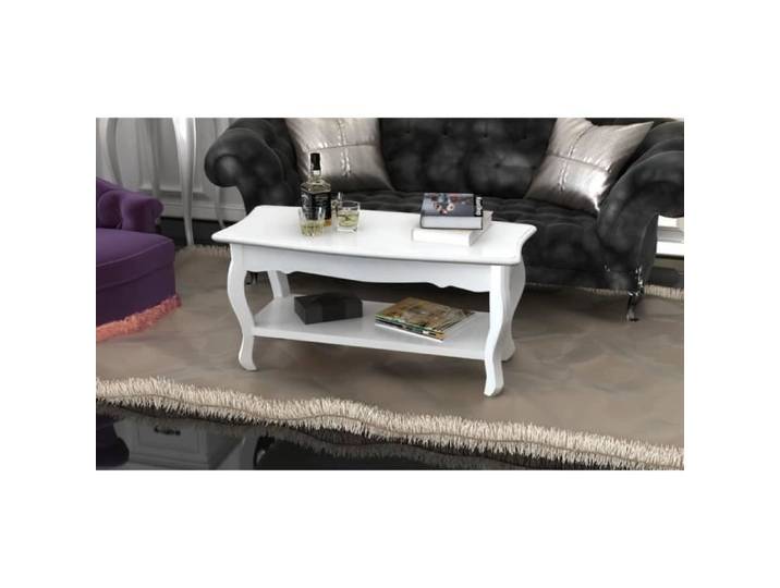 BINGO - TOP Table basse-Table du thé 2 couches MDF Blanc FR73901