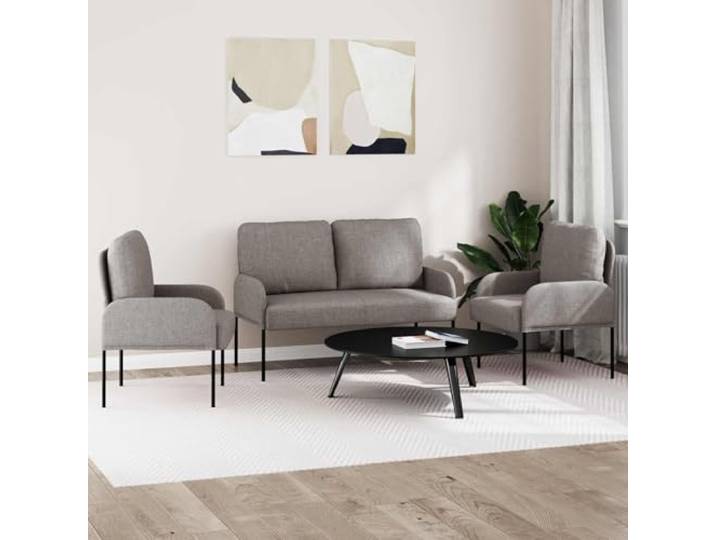 KTHLBRH Sofa-Set, 3-teilig, Taupe, 115 x 56 x 80 cm, Sperrholz Polyesterbespannung, Metallbeine, modernes Design, Wohnzimmer
