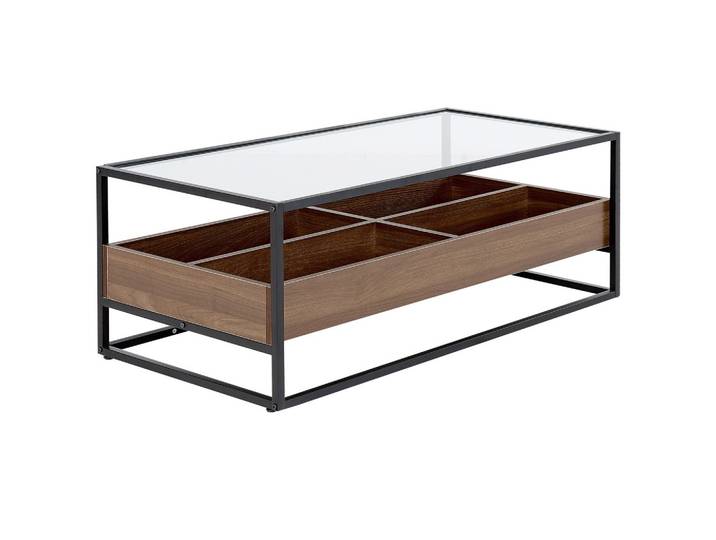 COUCHTISCH dunkler Holzfarbton/schwarz rechteckig Waco
