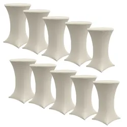 Baumarktplus 10x Stehtischhusse Stretch 70 cm beige Tischdecke Husse Bistrotisch