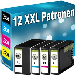 Druckfuxx, Druckerpatrone, 12x TINTE PATRONEN für Canon Maxify MB2050 MB2150 MB2155 MB2350 MB275