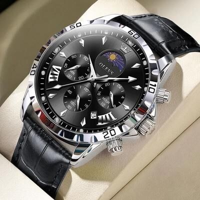 Uplifted Goods Mens Moon Phase Skeleton Watch With Luminous Hands e