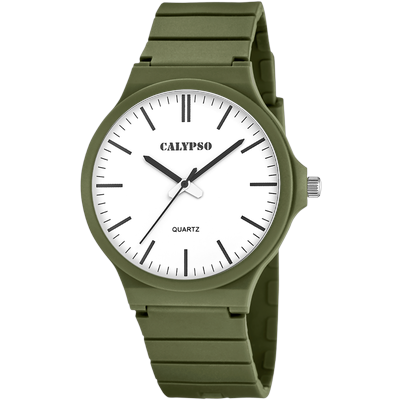 Quarzuhr CALYPSO WATCHES "Street Style", grün (grün, weiß), Armbanduhren, Herren, Quarzuhr, Armbanduhr, Herrenuhr, Silikonarmband, analog