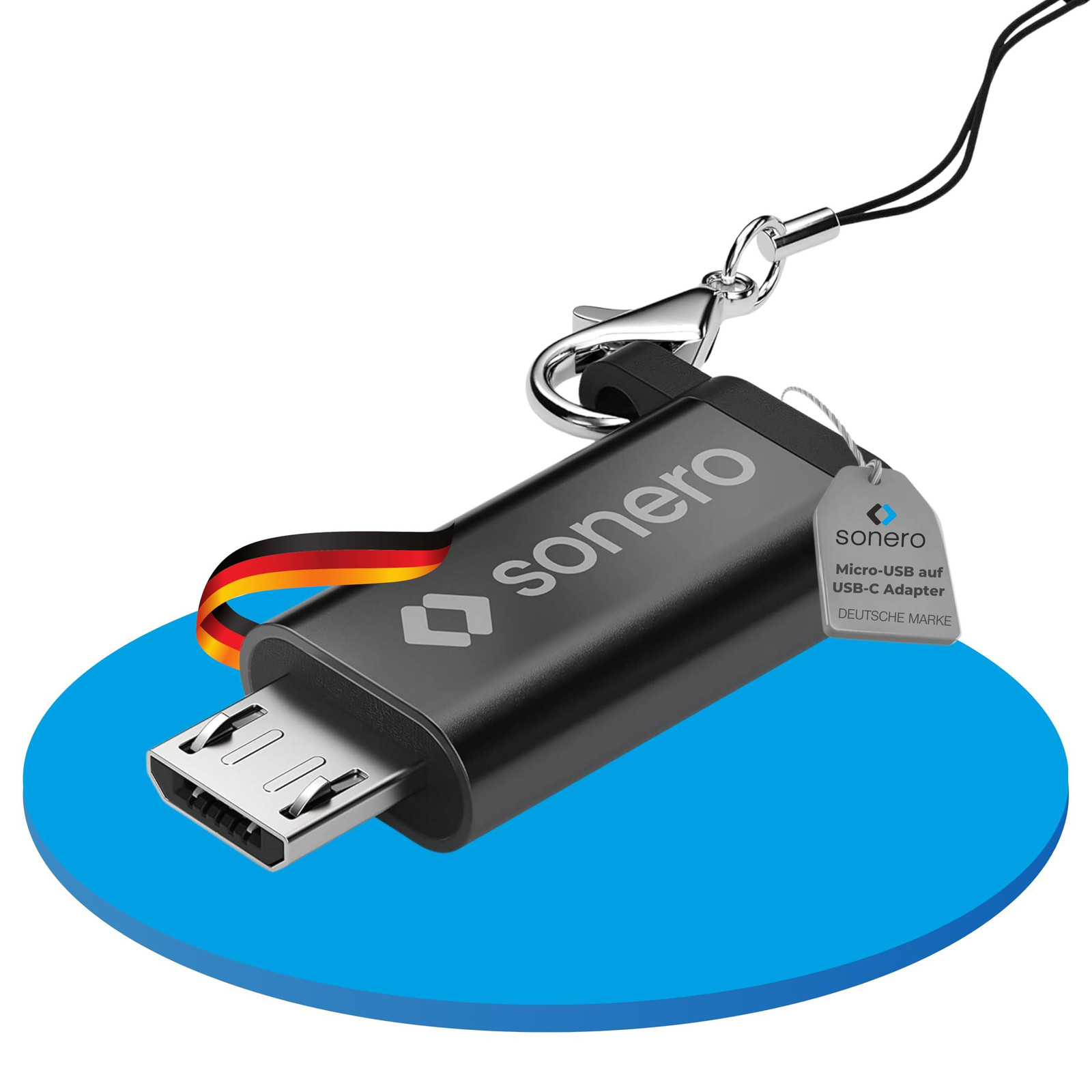 Sonero USB-adapter OTG Micro-USB naar USB-C zwart aluminium