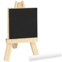 Mini-Tafel auf Staffelei aus Paulownia Holz – Kreidetafel zum Beschriften & Abwischen – Message-Board 7x7cm braun/schwarz – für Zuhause & Veranstaltungen