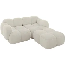 ECKSOFA modulares Sofa Rechts Miko-L1 214x205x75 Creme Cord