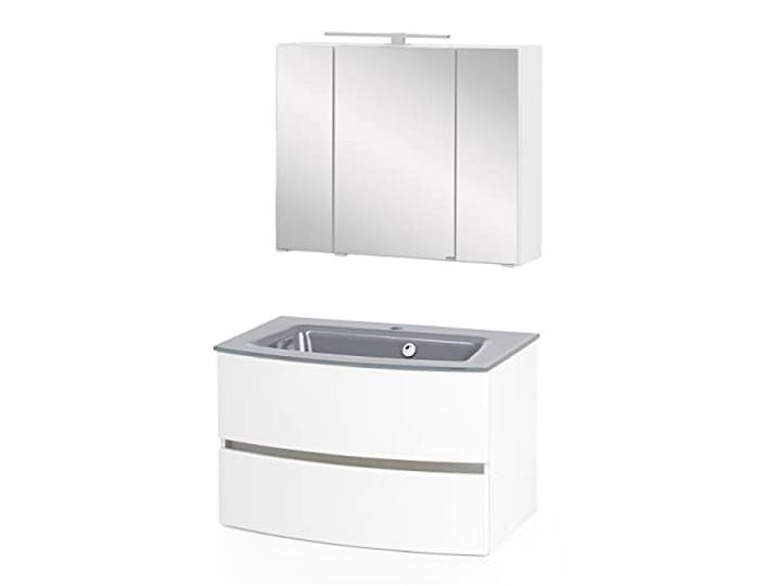 Badezimmerkombination Kornel 2 2-teilig mit grauem Waschbecken - weiß