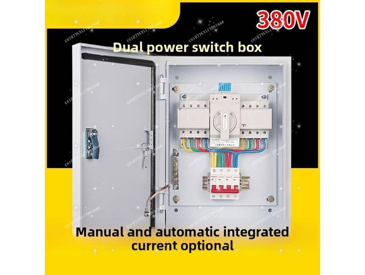 Double boîtier de commutation d'alimentation 4P63a100, boîtier de distribution complet triphasé à quatre fils, commande de commutateur de transfert automatique