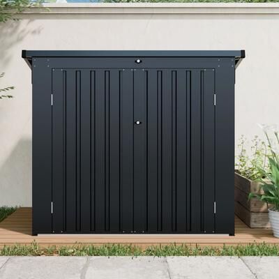 GDFStudio GDF Studio - Brenton Outdoor Metal Garbage Bin Shed with Galvanized Steel Construction and Dual-Chain Access