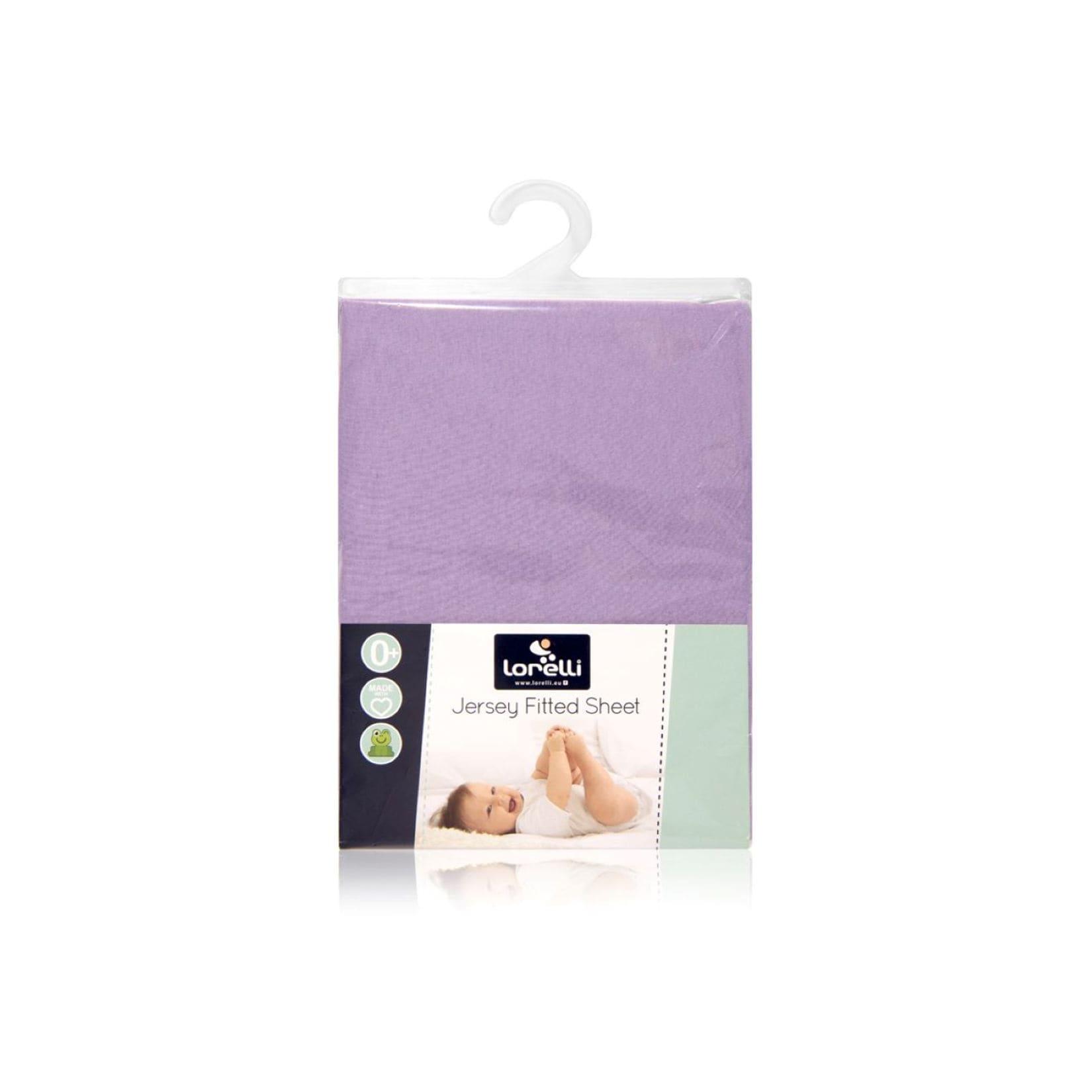 Lorelli Babybett Spannbetttuch Jersey 120 x 60 cm Bettlaken Babybetten, waschbar lila