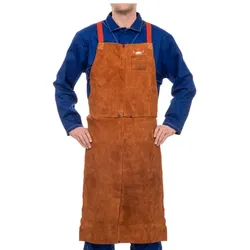 Weldas Schürze Lava-Brown Spaltleder mit Brustlatz
