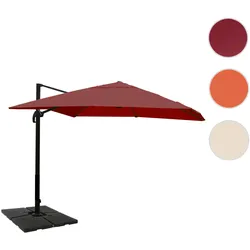 Gastronomie-Ampelschirm HWC-A96, Sonnenschirm, 3x4m (Ø5m) Polyester/Alu 26kg ~ bordeaux mit Ständer