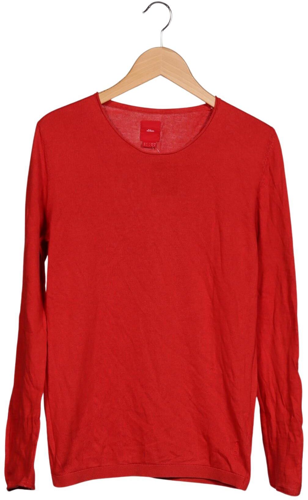 S. Oliver Herren Langarmshirt, Rot, Gr. M, Baumwolle / Seide - Second Hand