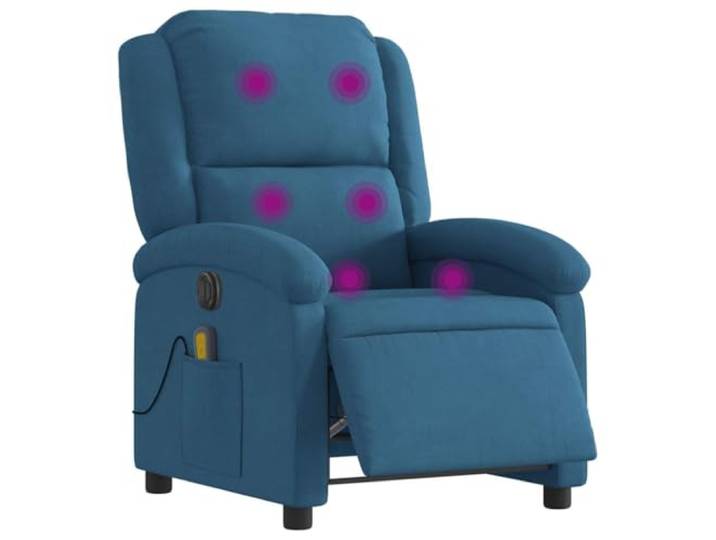 vidaXL Massagesessel, Sessel Elektrisch, Relaxsessel mit Liegefunktion Vibrationsfunktion, Fernsehsessel Liegesessel für Wohnzimmer, Blau Samt