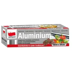 Alufolie Quickpack in Box 29 cm breit , 150 m lang zum Braten, Grillen, Dünsten, Abdecken und Frischhalten