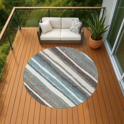 Addison Rugs Machine Washable Indoor/ Outdoor Stripe Angles Chantille Rug