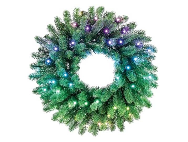 Twinkly Regal Wreath Pré-illuminée\, Guirlande de Noël Artificielle Mappable avec 50 LED RGB\, Diamètre 60cm\, Compatible avec Alexa et Google Home\, Décoration de Noël Contrôlée par App