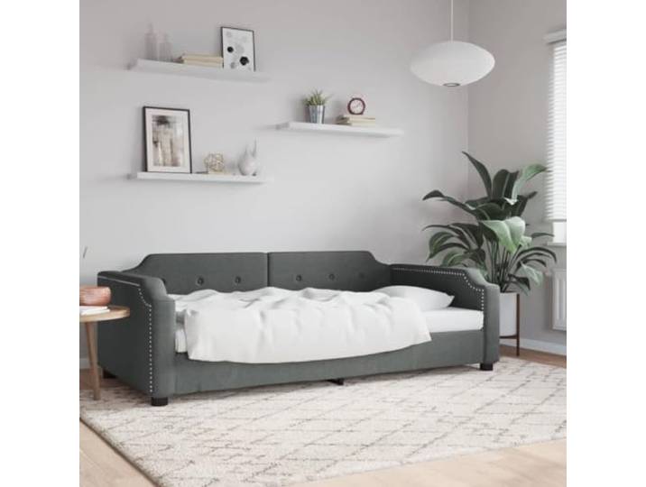 WDGJJFECNMUEHI 2 in 1 Stoff Tagesbett Schlafsofa Grau 90 x 200 cm Tagesbett Dunkelgrau 90x200 cm Stoff Schlafsofa mit Metallgestell Gästebett Sofa Bett Tagsüber Couch Nachts Bett für
