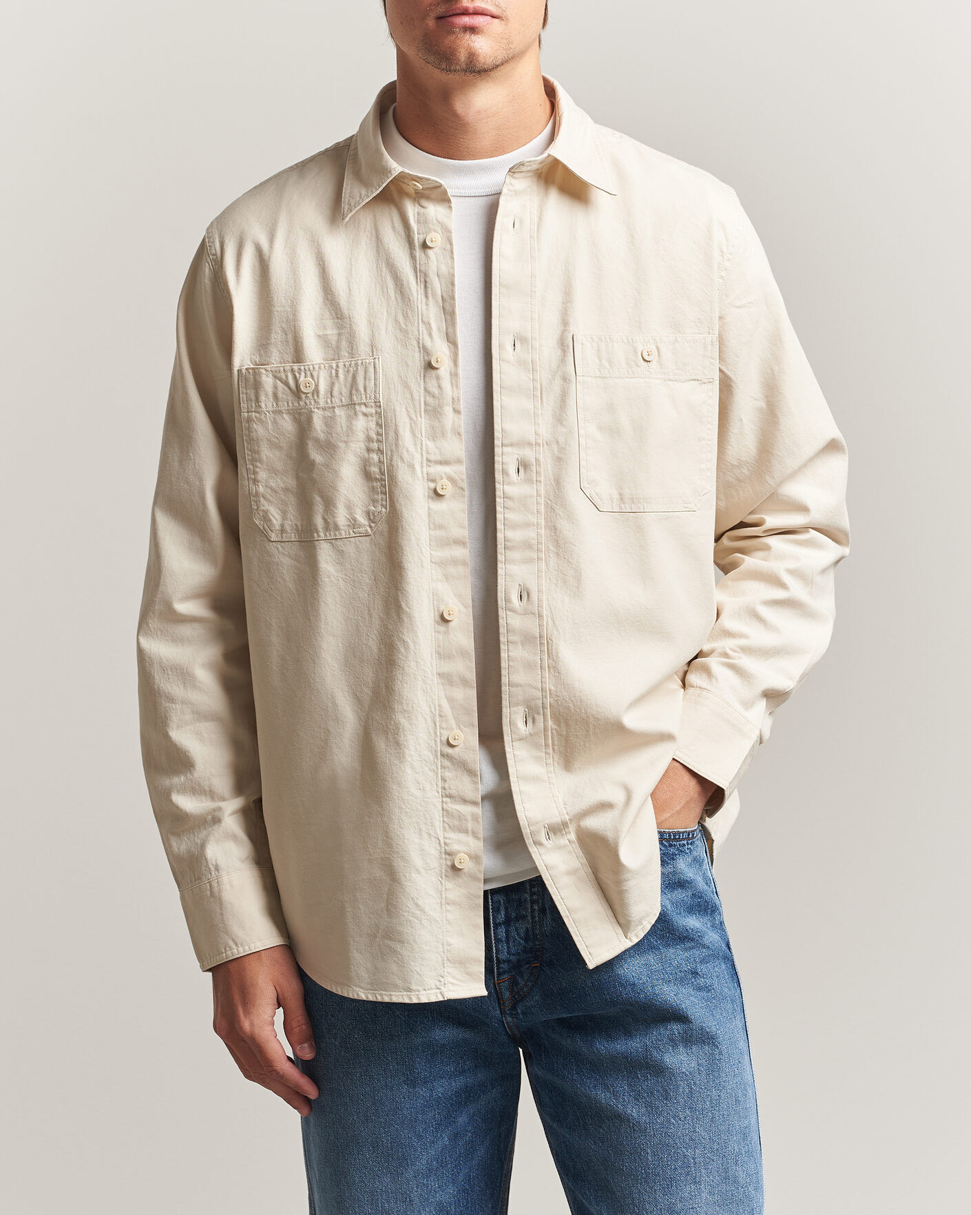 NN07 Colby Twill Overshirt Ivory men XL Beige