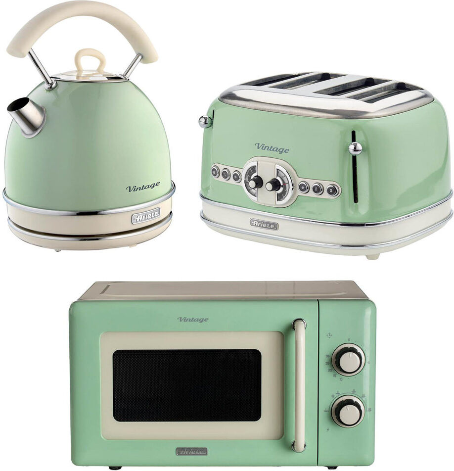 Ariete Vintage Dome Kettle, 4 Slice Toaster & Microwave Green