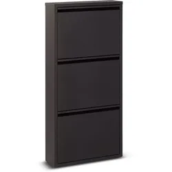 NATURN LIVING Schuhschrank 3 Türen – 50 x 15 x 103,5 cm – Schuhregal – Schuhaufbewahrungssystem – Metall – Schuhaufbewahrungsbox – Schwarz